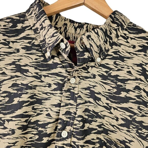 Foundry Supply Co Men Short Sleeve Shirt Cotton Spandex Big Tall 2XLT Black Tan - Picture 3 of 6